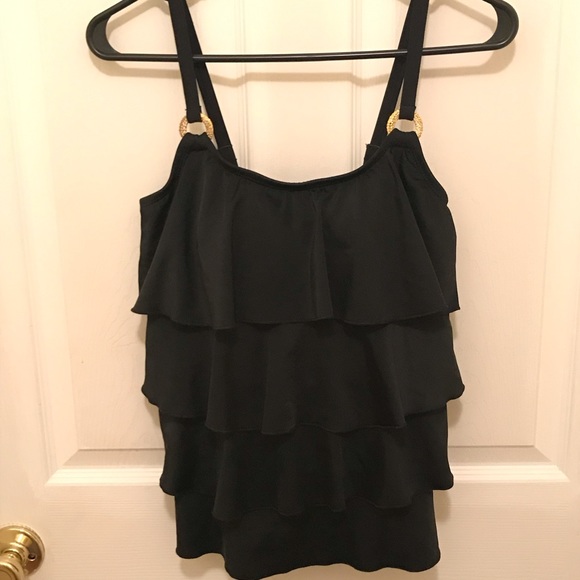EN LA black tiered spaghetti strap top size 12 - Picture 3 of 7